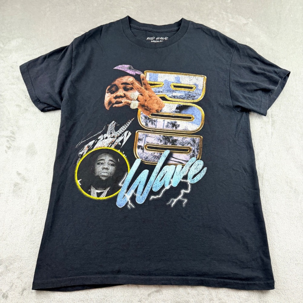 Rod Wave Men's Medium Black Graphic T-Shirt Rap Hip Hop Streetwear